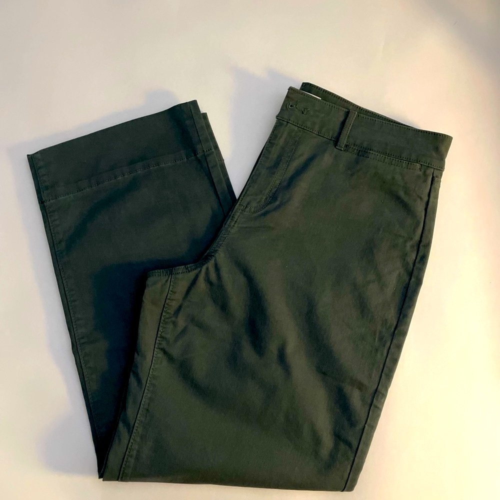 LOFT Forest Green Cropped Khaki Pants Size:8